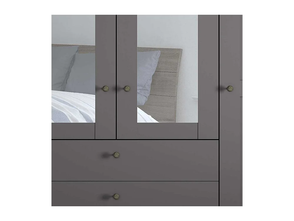 Schrank mit Spiegeltüren dunkelgrau 200 cm breit 216 cm hoch