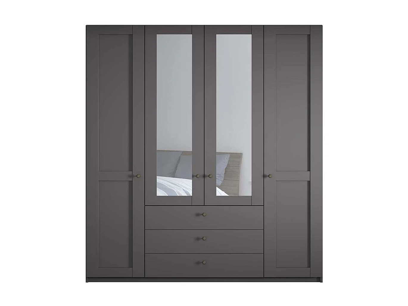 Schrank mit Spiegeltüren dunkelgrau 200 cm breit 216 cm hoch