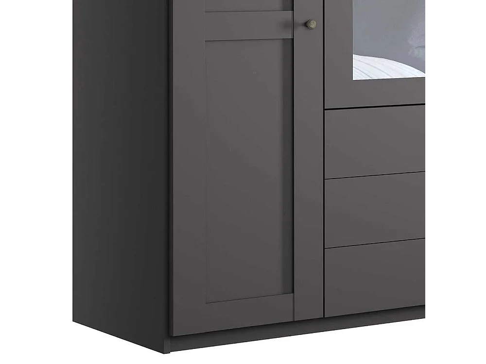 Schrank mit Spiegeltüren dunkelgrau 200 cm breit 216 cm hoch