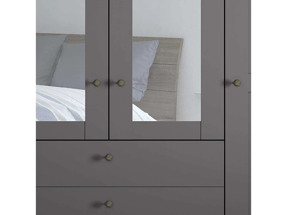 Schrank mit Spiegeltüren dunkelgrau 200 cm breit 216 cm hoch