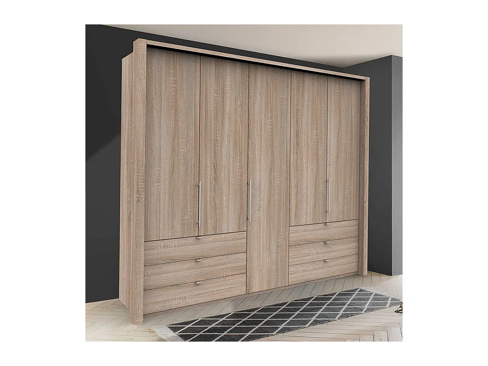 XL Schlafzimmerkleiderschrank in Eiche Sägerau sechs Schubladen