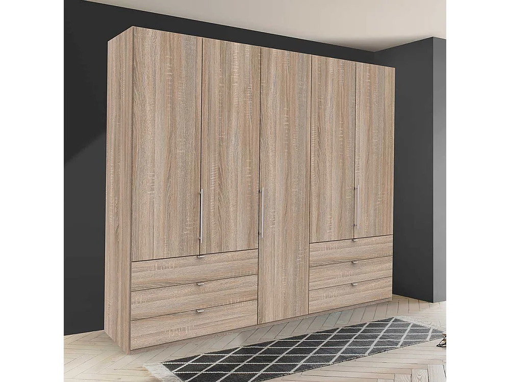 XL Schlafzimmerkleiderschrank in Eiche Sägerau sechs Schubladen