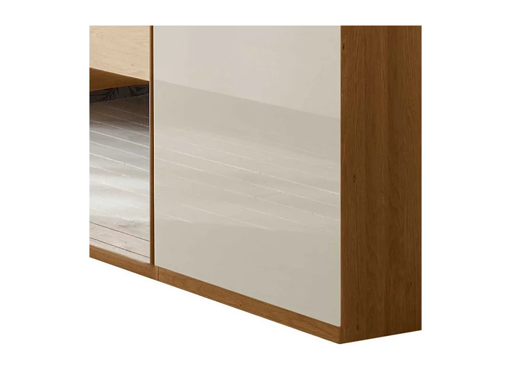 Schlafzimmerkleiderschrank in Beige Glas beschichtet Eiche Massivholz