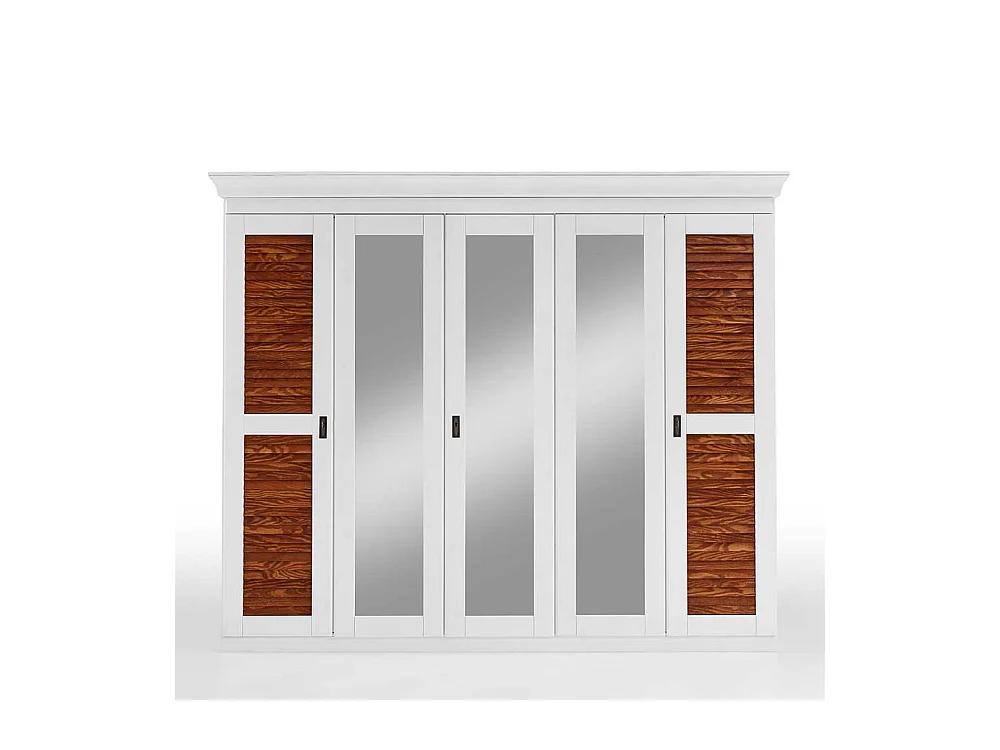 Hochwertiger Holzkleiderschrank im Landhaus Stil drei Spiegeltüren