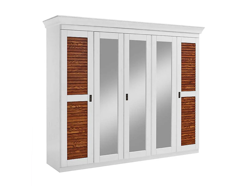 Hochwertiger Holzkleiderschrank im Landhaus Stil drei Spiegeltüren