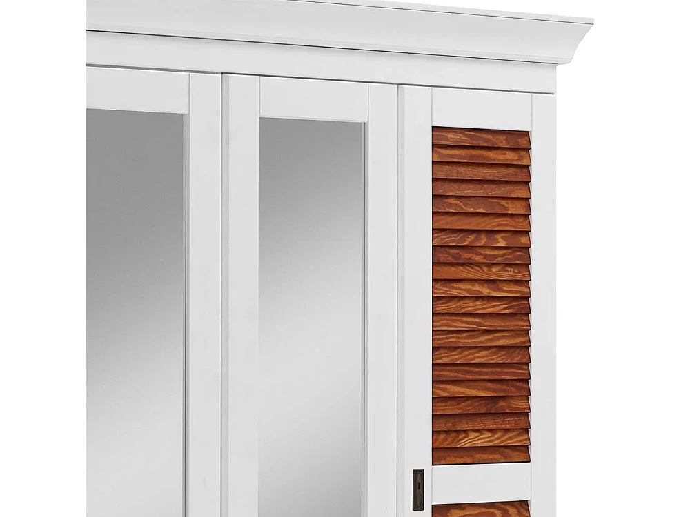 Hochwertiger Holzkleiderschrank im Landhaus Stil drei Spiegeltüren