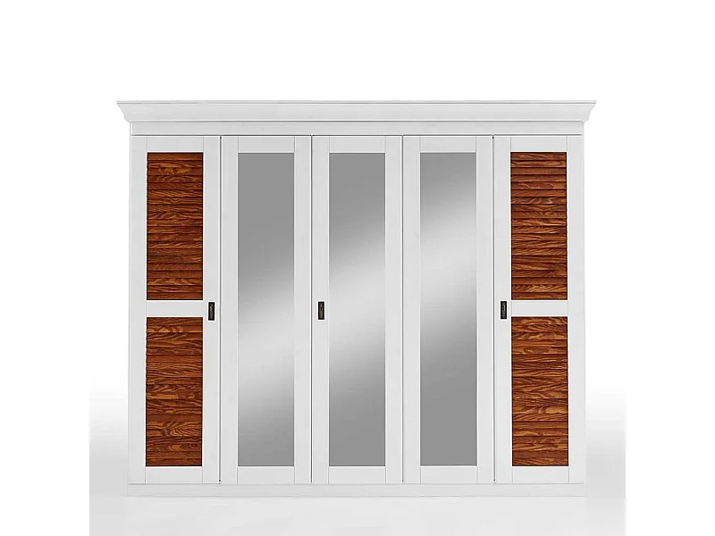 Hochwertiger Holzkleiderschrank im Landhaus Stil drei Spiegeltüren