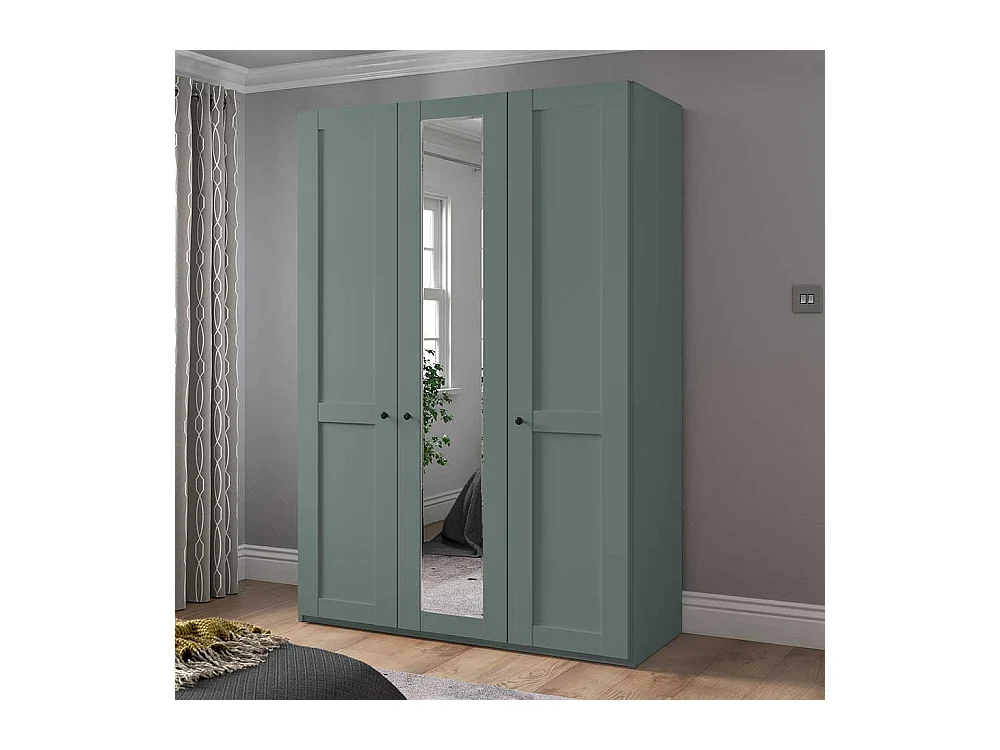 Drehtürenkleiderschrank Graugruen im Landhausstil Spiegeltür