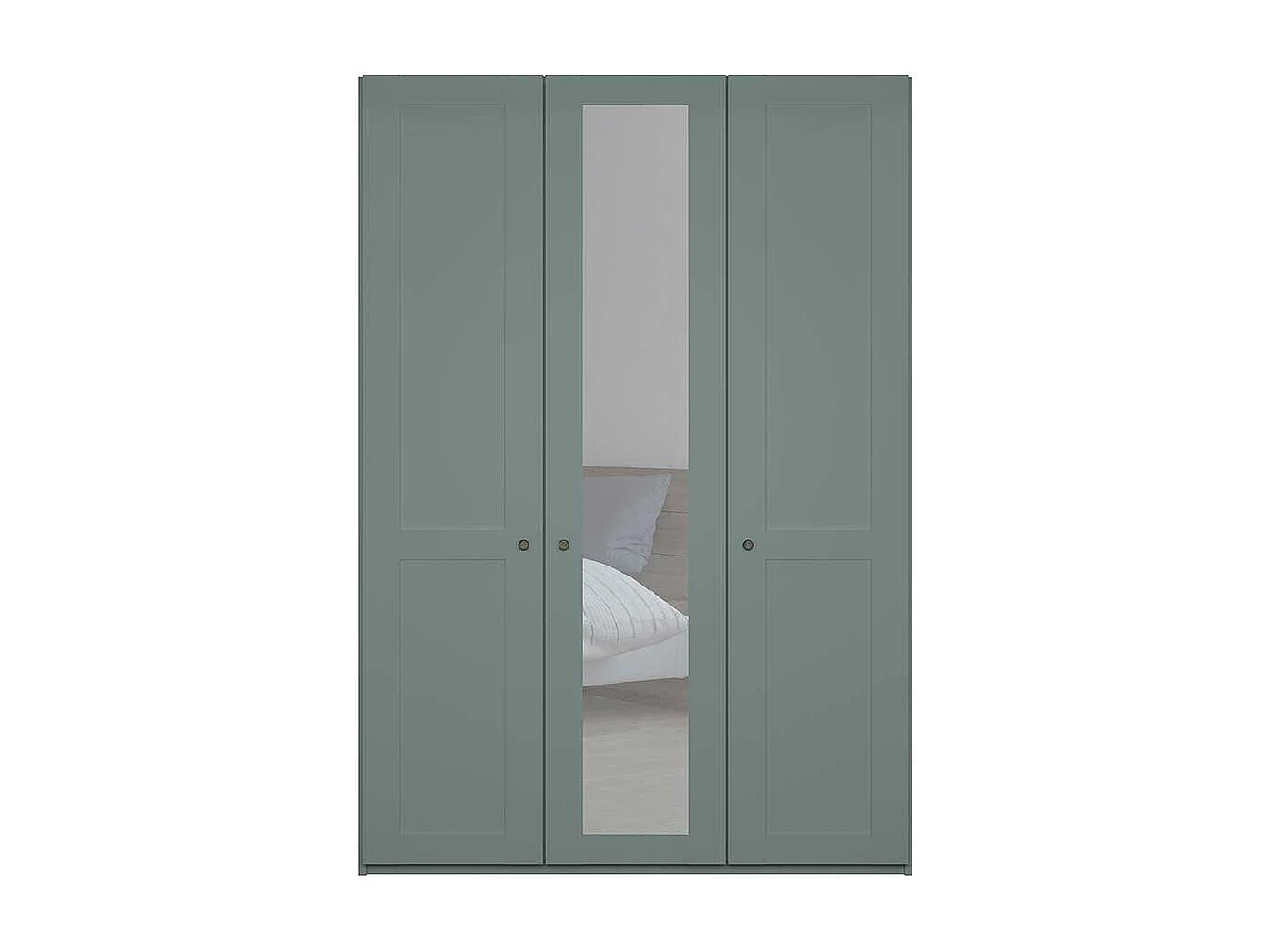 Drehtürenkleiderschrank Graugruen im Landhausstil Spiegeltür