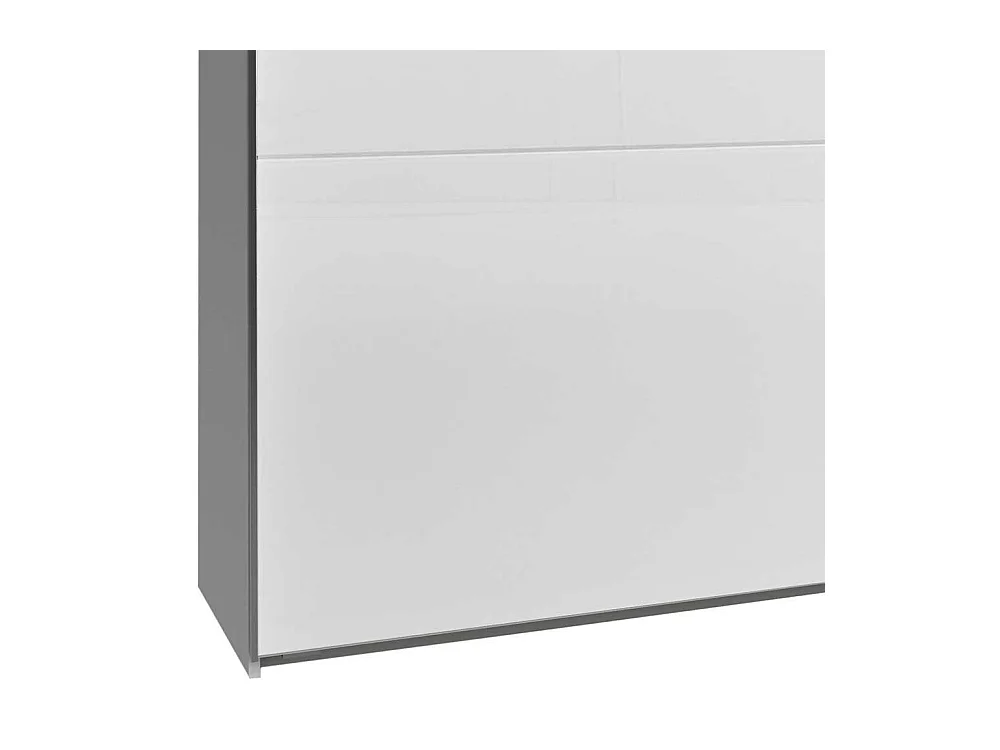 Weißer Funktionskleiderschrank mit drei Schubladen Spiegel innen