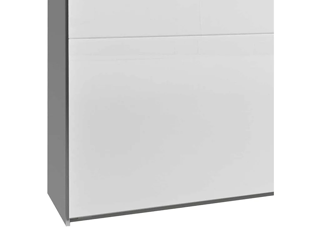 Weißer Funktionskleiderschrank mit drei Schubladen Spiegel innen