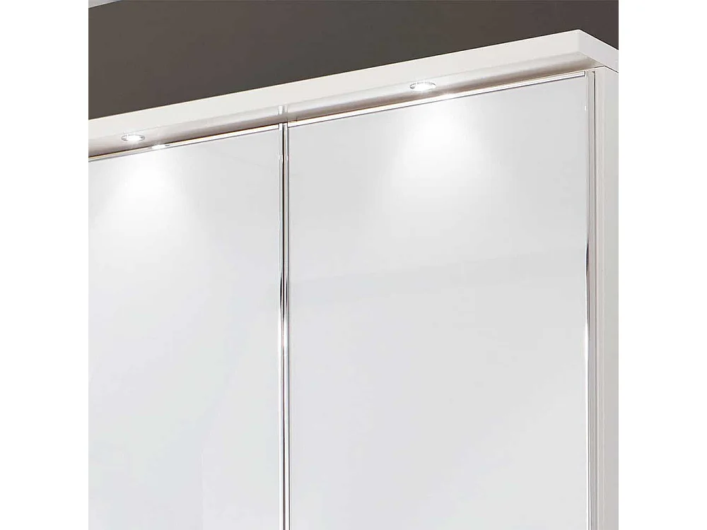 Drehtürenkleiderschrank in Weiß und Hellgrau Glas beschichtet