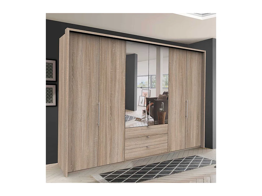 Schlafzimmerkleiderschrank in Eiche Sägerau Spiegel