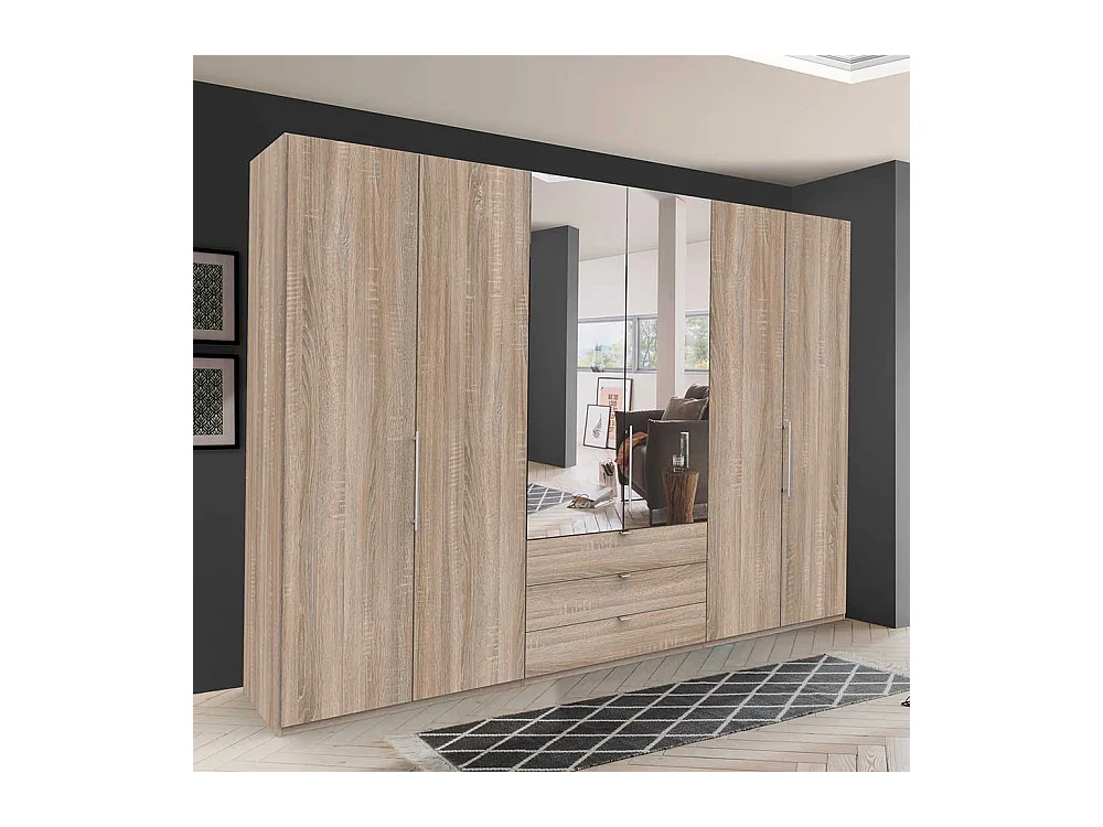 Schlafzimmerkleiderschrank in Eiche Sägerau Spiegel