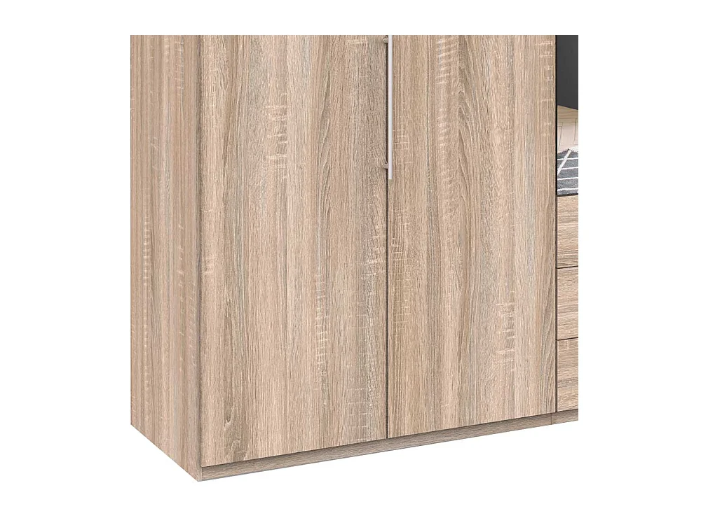 Schlafzimmerkleiderschrank in Eiche Sägerau Spiegel