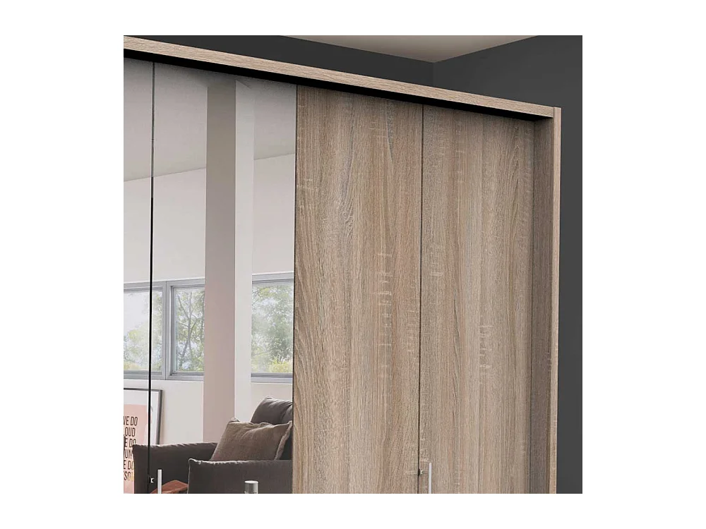 Schlafzimmerkleiderschrank in Eiche Sägerau Spiegel