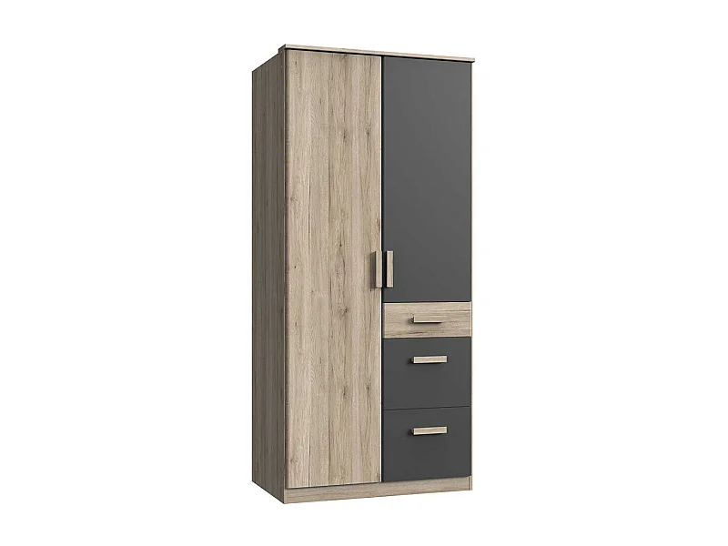 Jugendkleiderschrank modern in Dunkelgrau Eiche San Remo