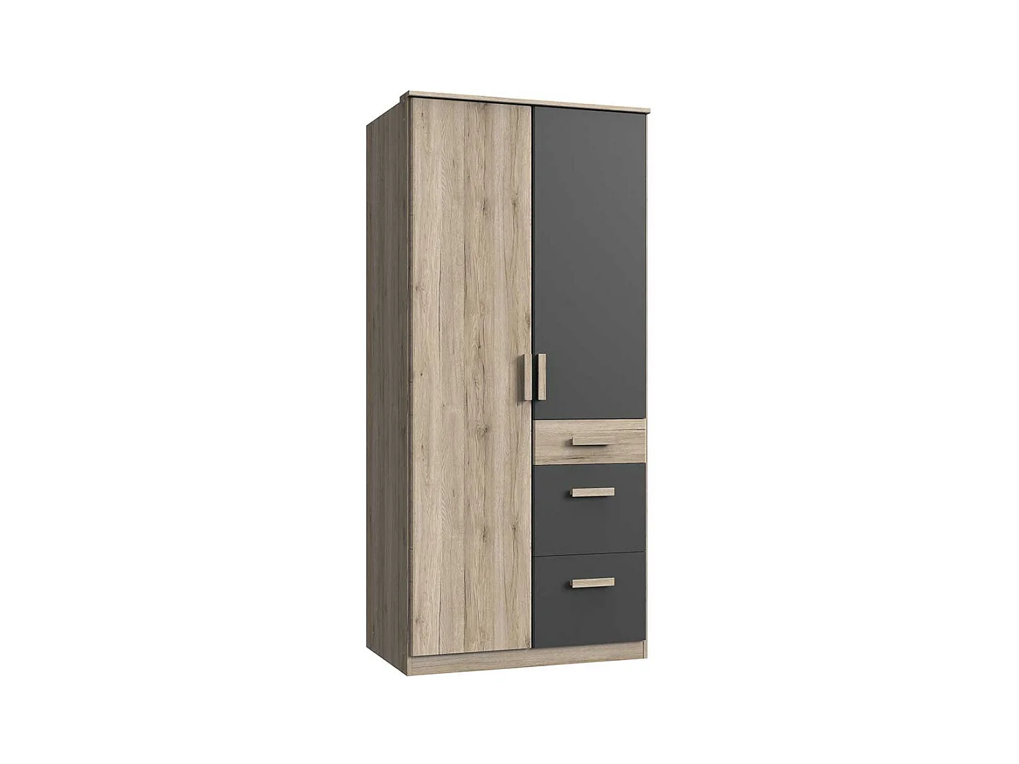 Jugendkleiderschrank modern in Dunkelgrau Eiche San Remo