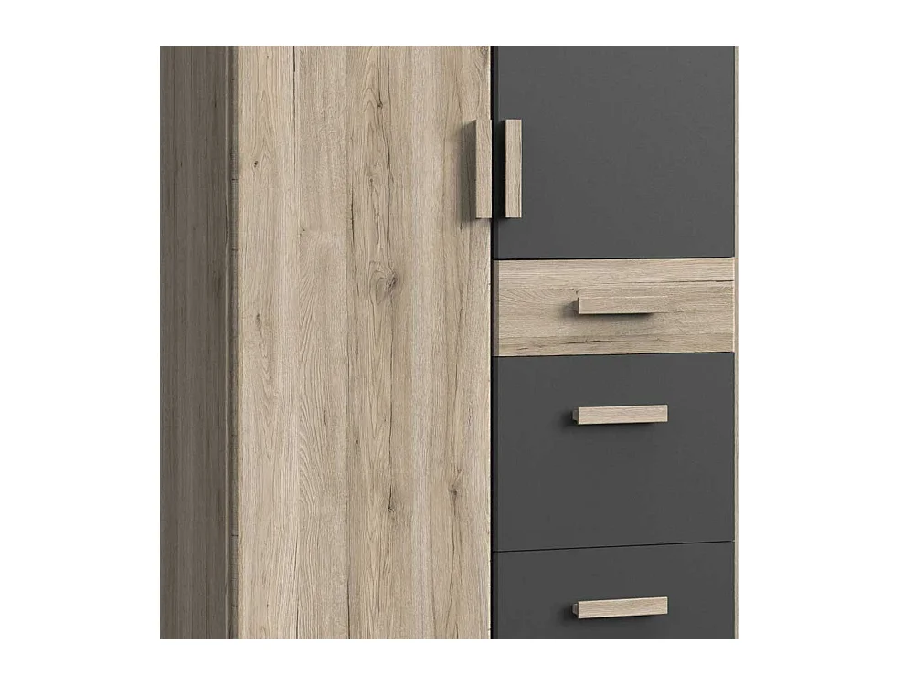 Jugendkleiderschrank modern in Dunkelgrau Eiche San Remo