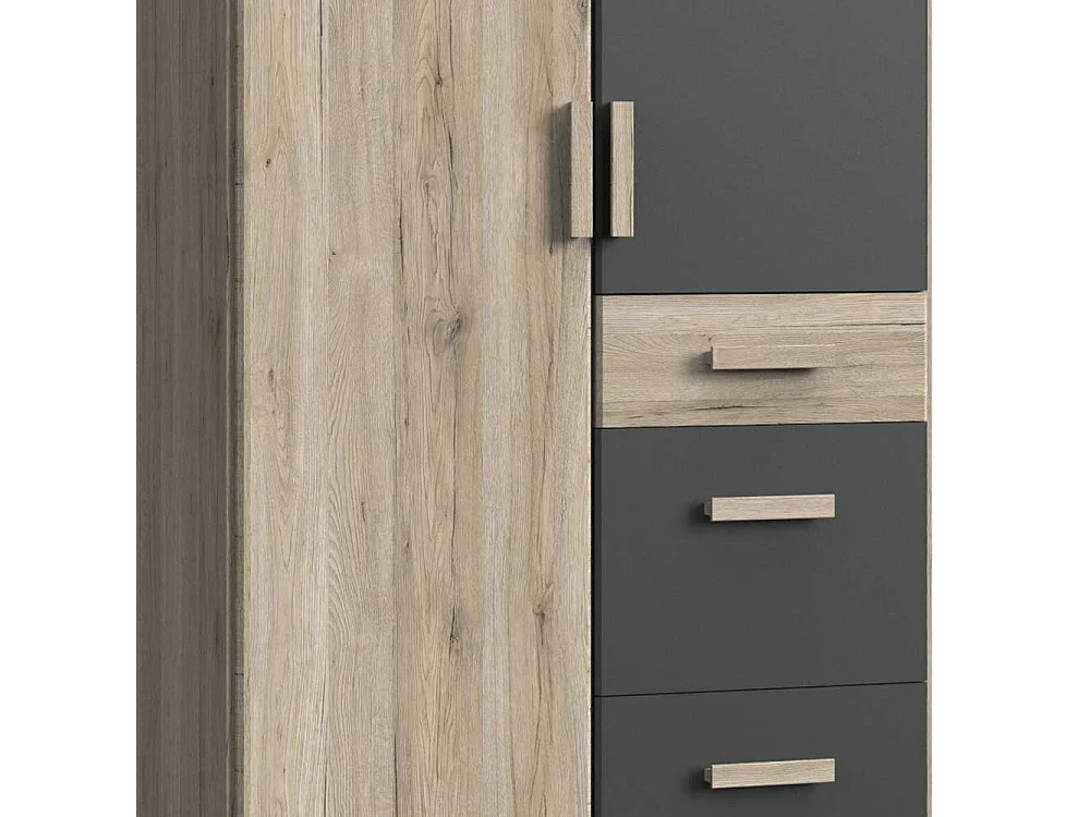 Jugendkleiderschrank modern in Dunkelgrau Eiche San Remo
