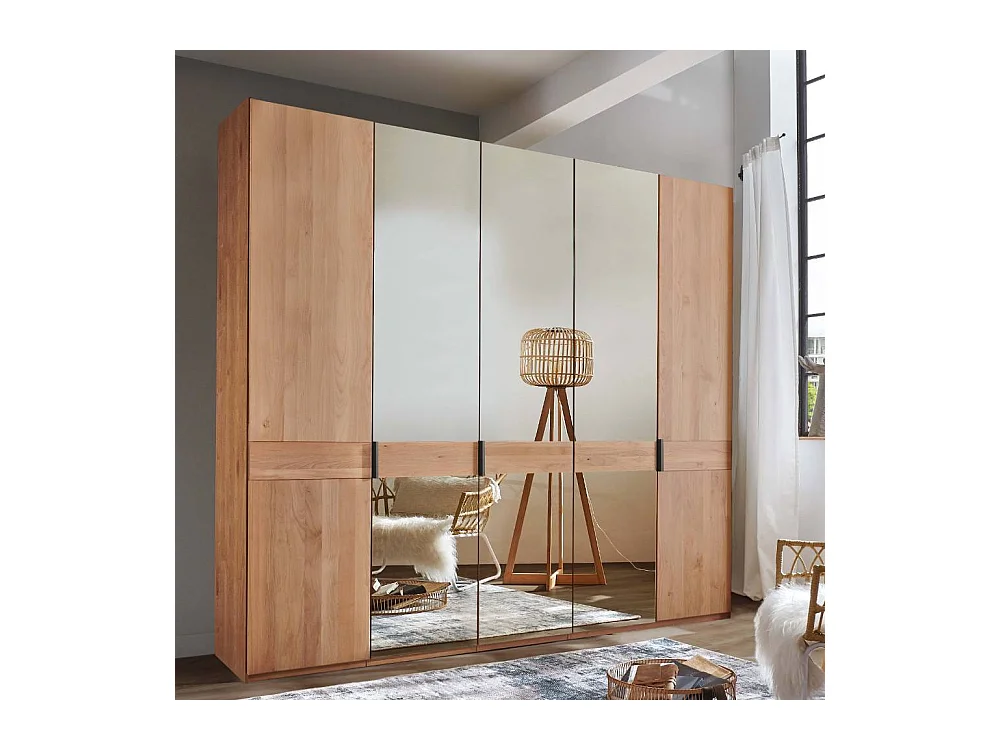 Spiegelkleiderschrank Holzkleiderschrank mit Drehtüren auf Sockel