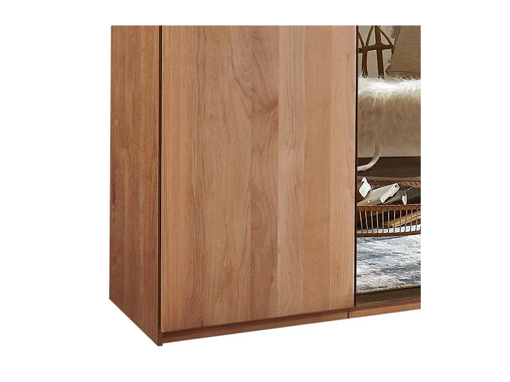 Spiegelkleiderschrank Holzkleiderschrank mit Drehtüren auf Sockel