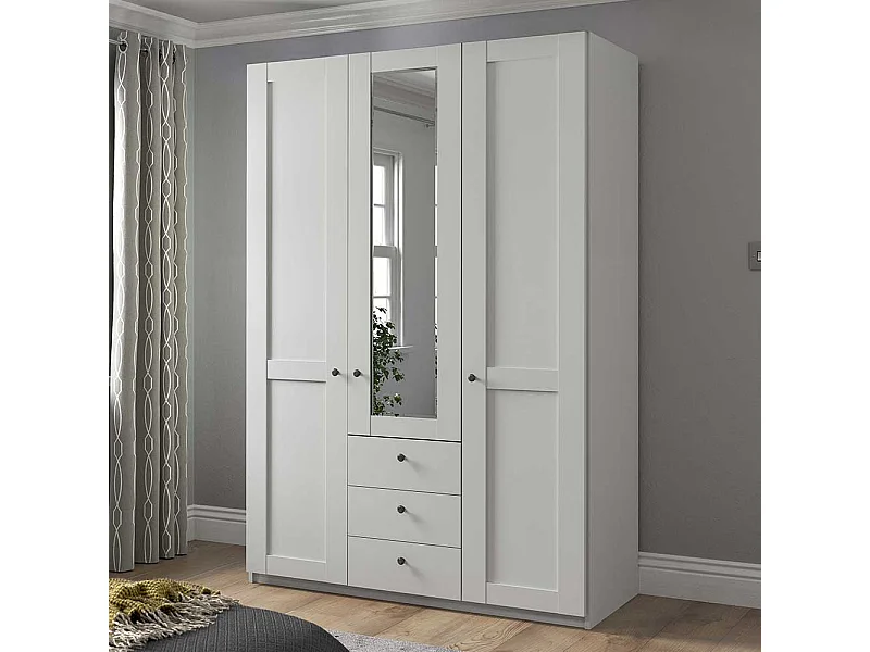 Schlafzimmerkleiderschrank in Weiß drei Schubladen und Türen