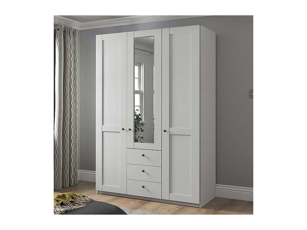 Schlafzimmerkleiderschrank in Weiß drei Schubladen und Türen