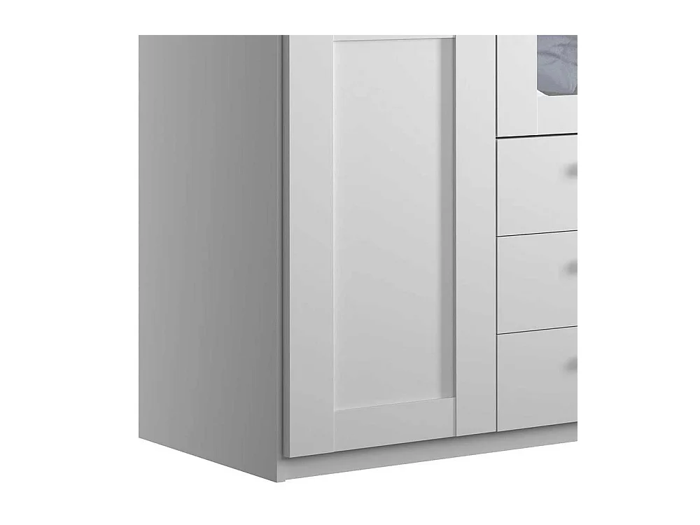 Schlafzimmerkleiderschrank in Weiß drei Schubladen und Türen