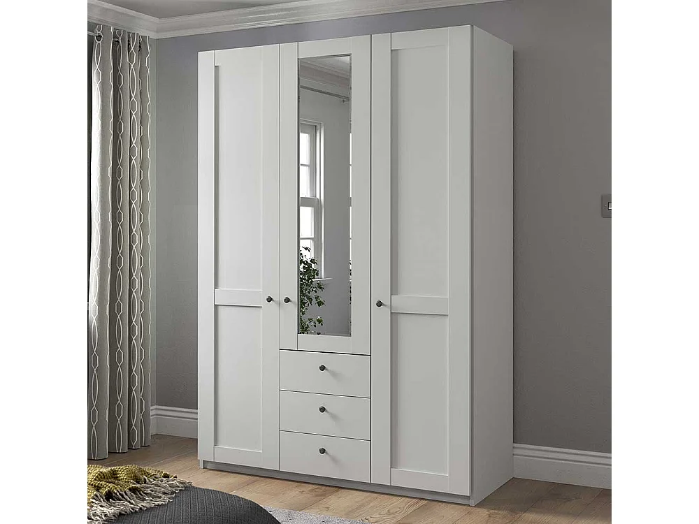 Schlafzimmerkleiderschrank in Weiß drei Schubladen und Türen