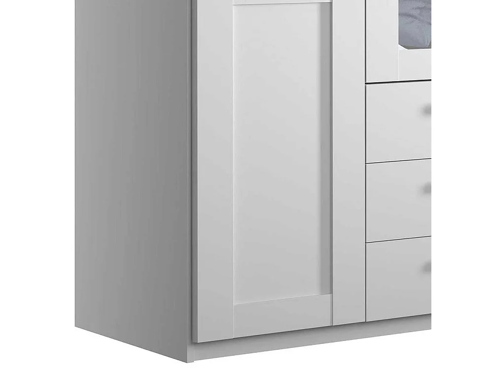 Schlafzimmerkleiderschrank in Weiß drei Schubladen und Türen