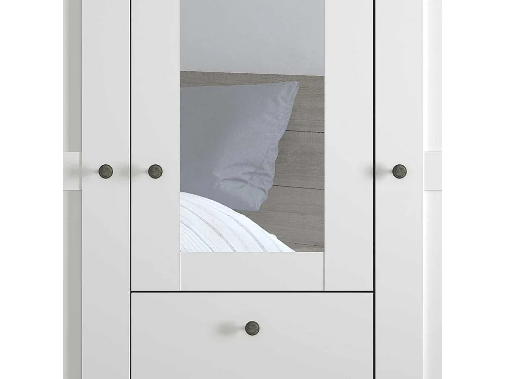 Schlafzimmerkleiderschrank in Weiß drei Schubladen und Türen