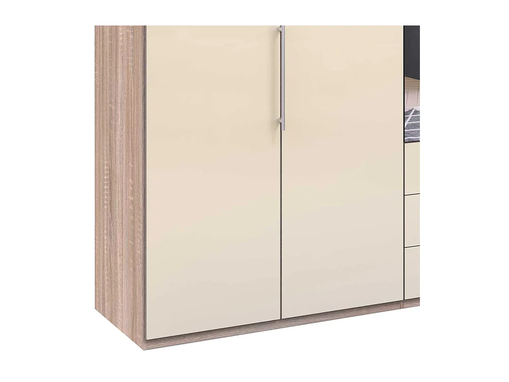 Panorama Falttüren Schrank mit Spiegel und Schubladen glasbeschichtet