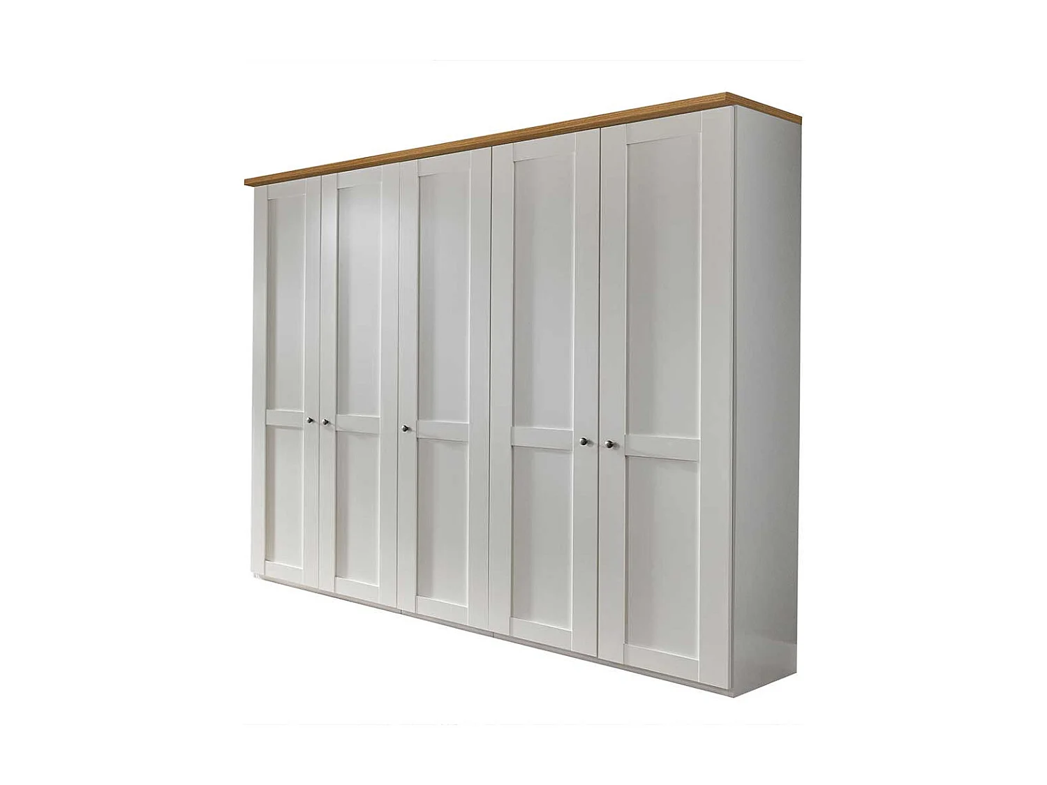 Landhaus Drehtürenkleiderschrank in Weiß Eiche Bianco