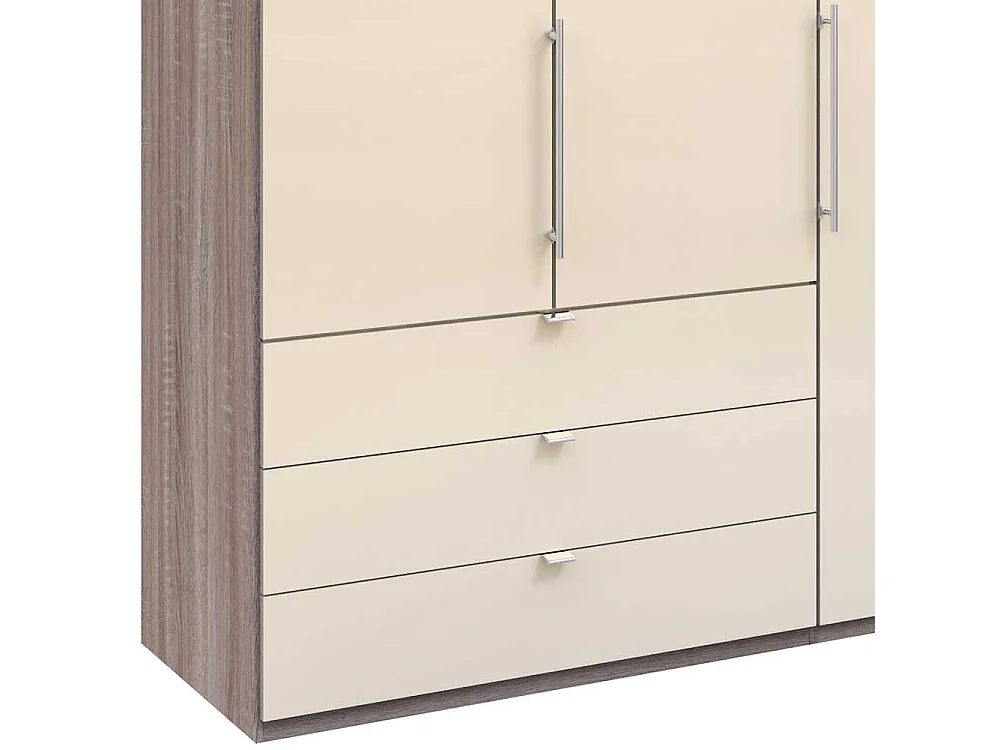 Falttüren Schrank in Cremeweiß Eiche Trüffelfarben