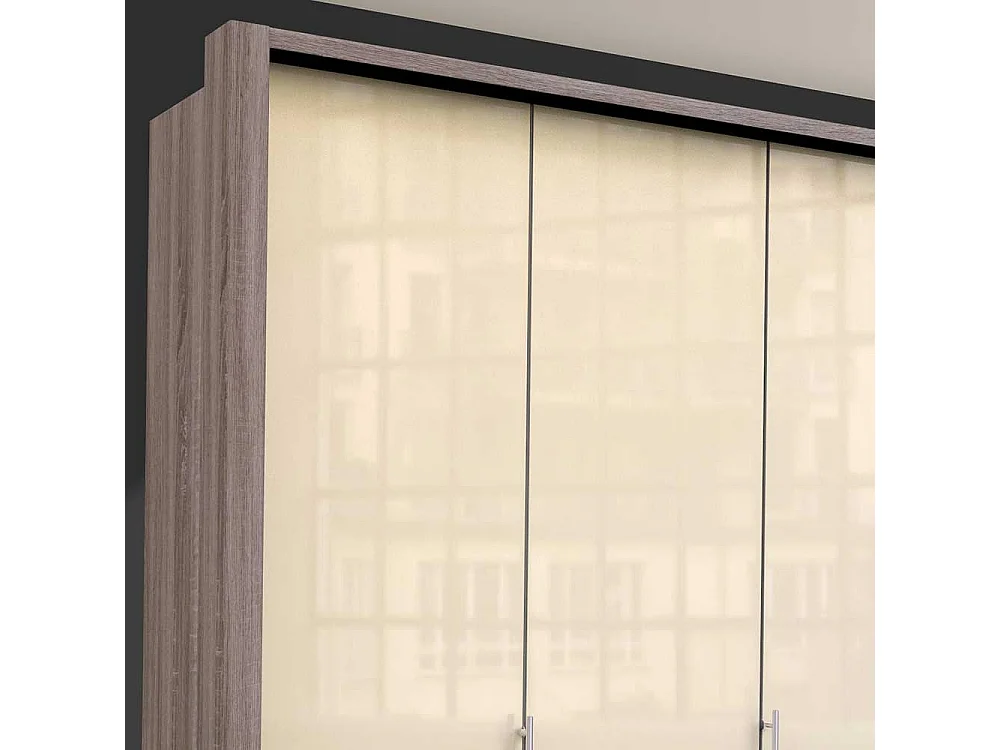 Falttüren Schrank in Cremeweiß Eiche Trüffelfarben