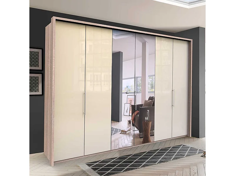 Spiegel Ankleideschrank mit Falttüren glasbeschichtet