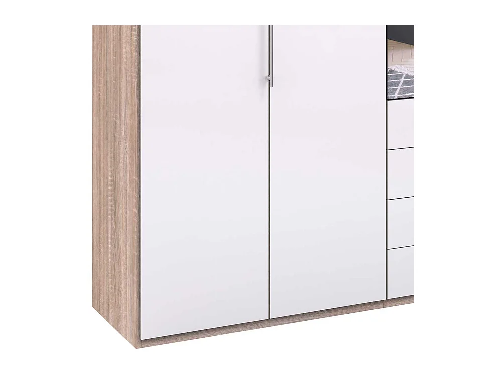 Spiegel Schlafzimmerkleiderschrank mit Falttüren und Schubladen glasbeschichtet