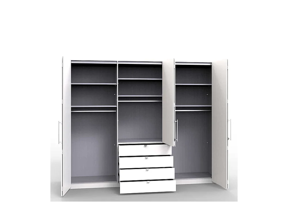 Spiegel Schlafzimmerkleiderschrank mit Falttüren und Schubladen glasbeschichtet