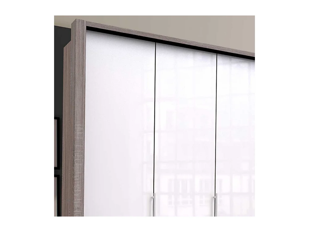 Schlafzimmerkleiderschrank in Weiß und Eiche Trüffelfarben acht Schubladen