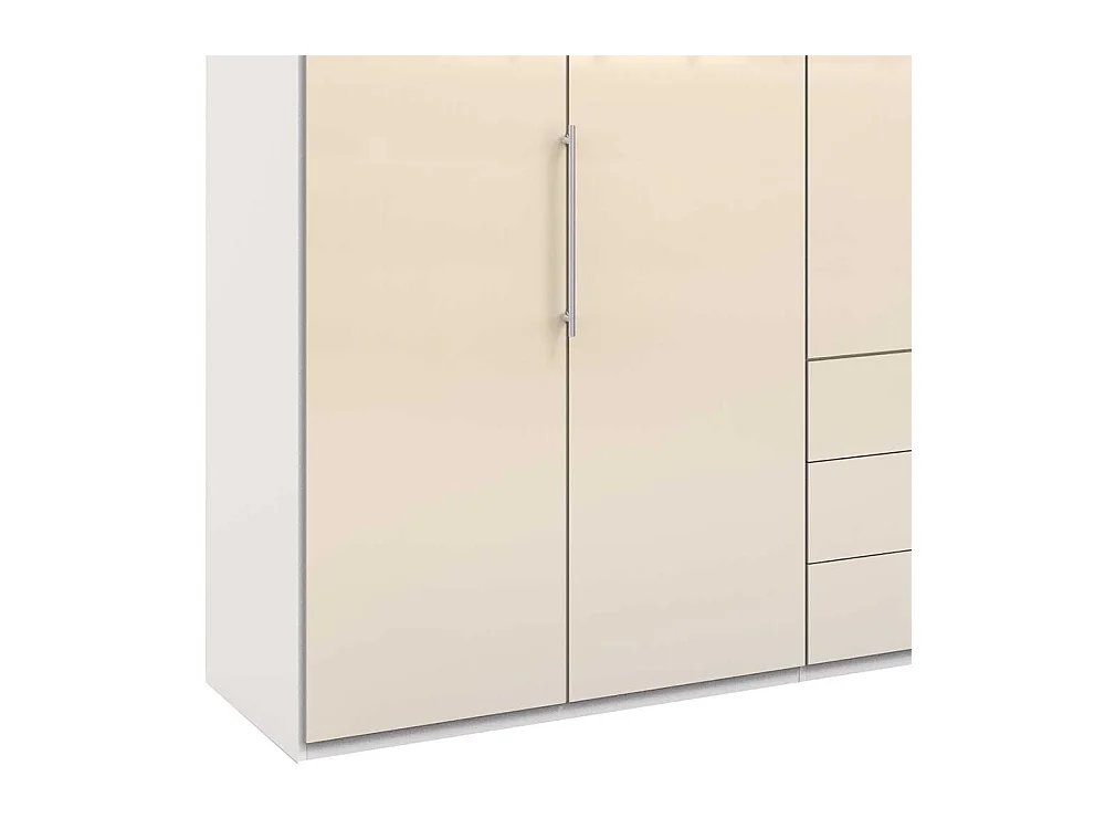 Schlafzimmerkleiderschrank mit 3 Falttüren Cremefarben