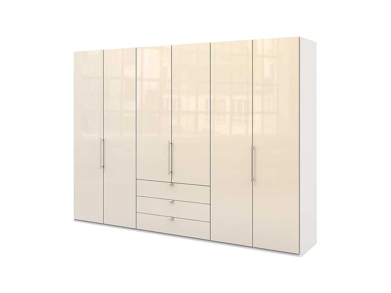 Schlafzimmerkleiderschrank mit 3 Falttüren Cremefarben