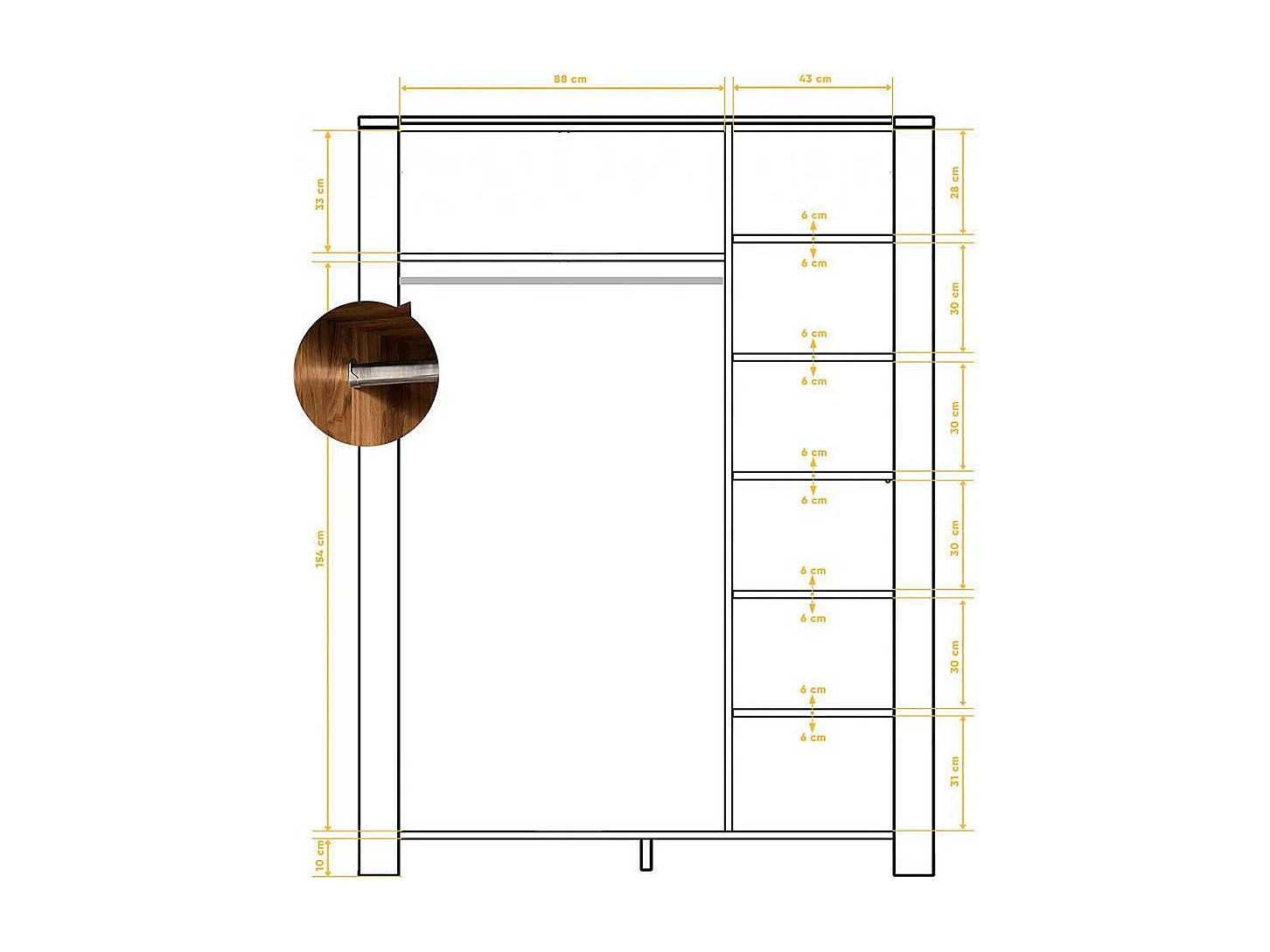 Massivholzschrank aus Kernbuche geölt 205 cm hoch