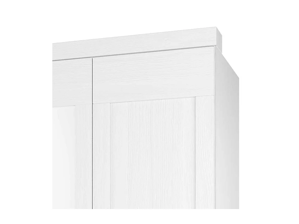 Drehtürenkleiderschrank in Weiß Pinie furniert Spiegel