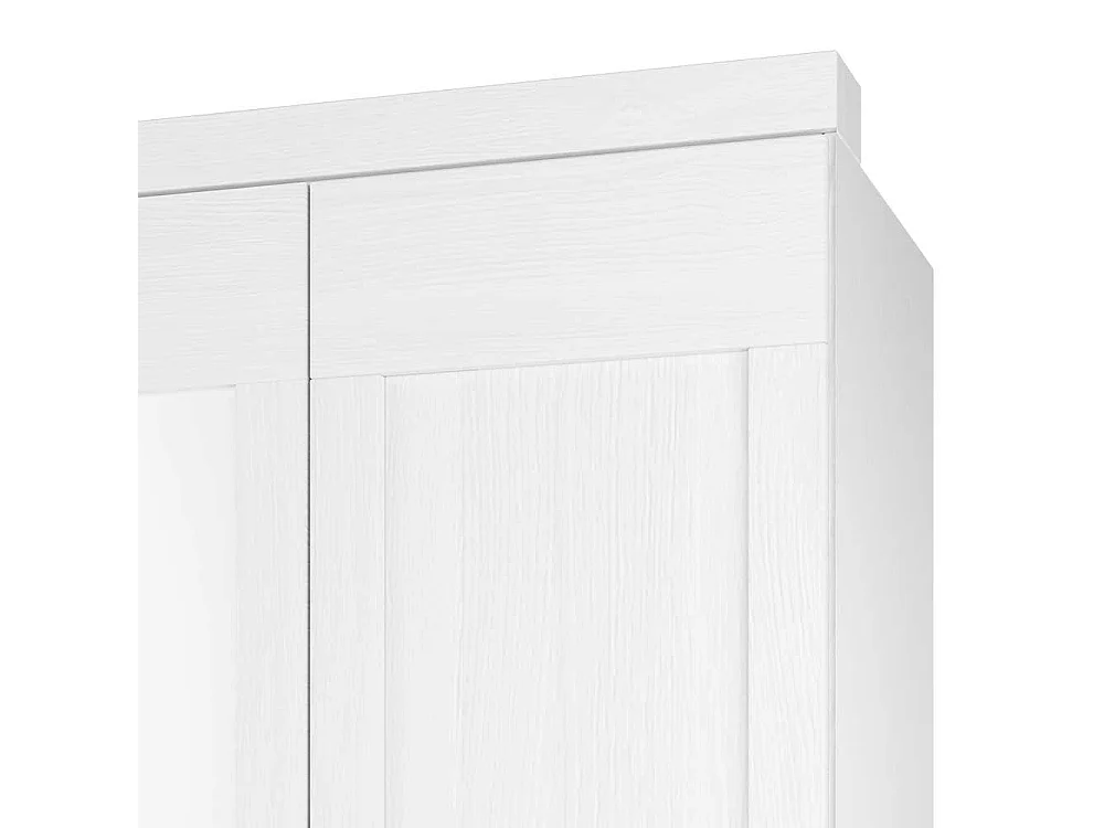 Drehtürenkleiderschrank in Weiß Pinie furniert Spiegel