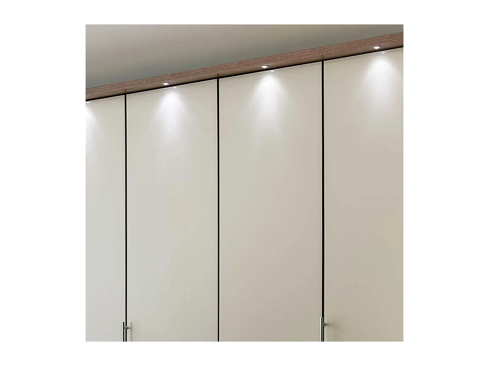 Schlafzimmerkleiderschrank in Beige und Eiche Trüffelfarben glasbeschichtet