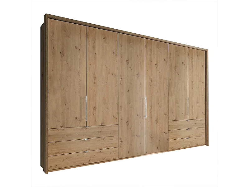 XL Schlafzimmerkleiderschrank in Eiche Bianco Falttüren