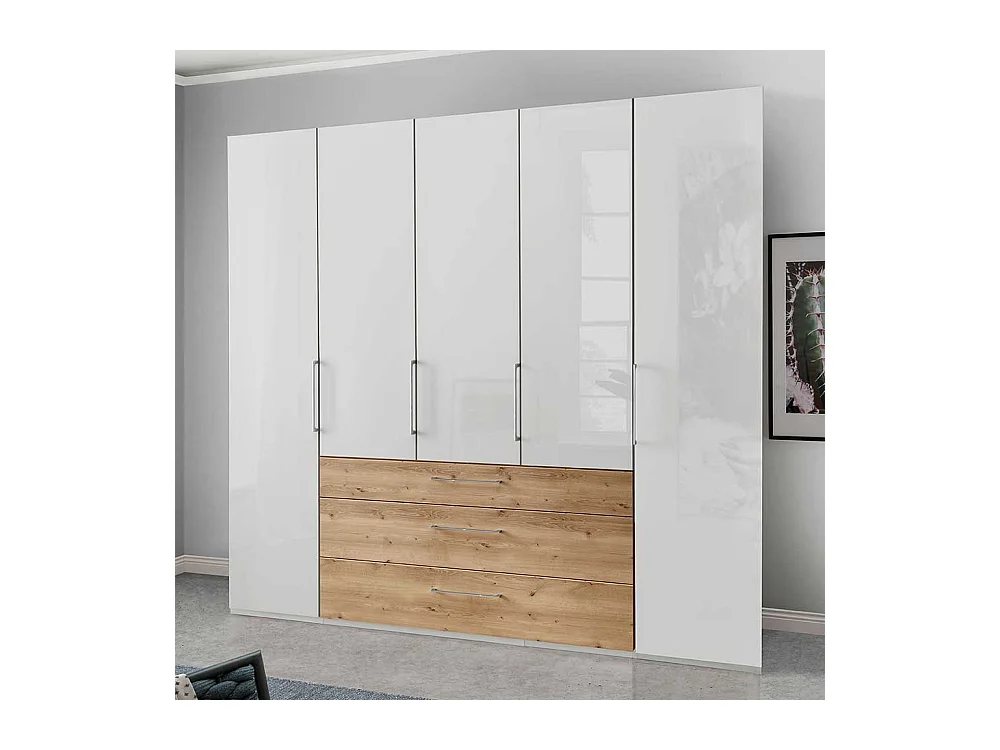 Weißer Schlafzimmerkleiderschrank mit Dreh- und Falttüren 250 cm breit