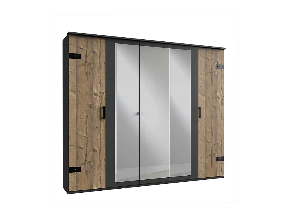 Drehtürenkleiderschrank mit Spiegeln im Industry und Loft Stil 225 cm breit