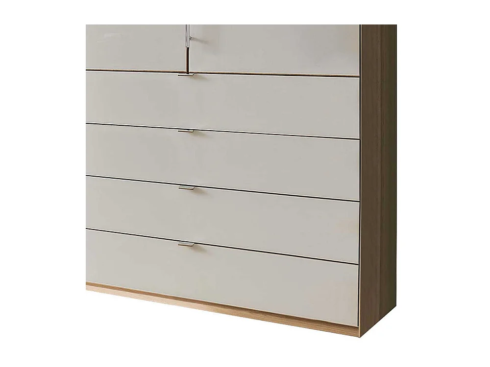 Falttüren Schlafzimmerkleiderschrank in Beige und Eiche Bianco Made in Germany
